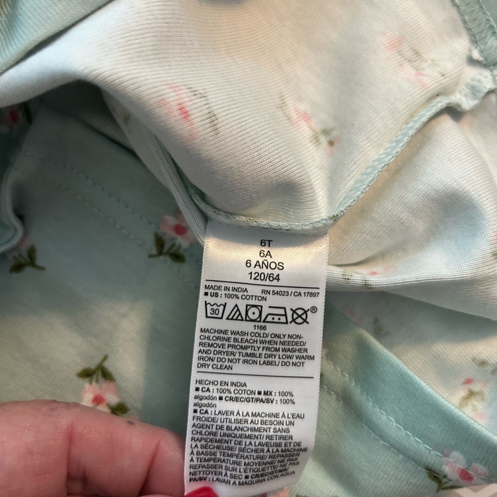 NWT Old Navy Mint Green Floral Short-Sleeve Kids Pajama Set. Size 6T - Picture 6 of 7